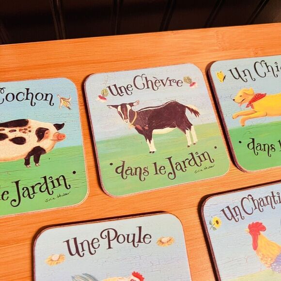 Pimpernel Dans le Jardin Collection Julie Huber Cork Coasters Set 5 Made England - Picture 3 of 8